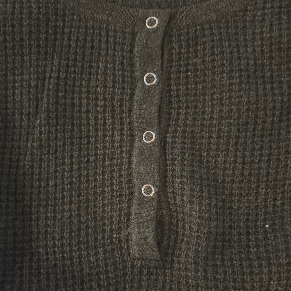Aqua brand Green Ribbed Long Sleeve Crew Neck Sweater Cashmere - Picture 3 of 4